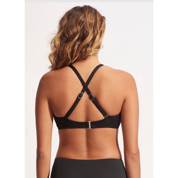 NWT Seafolly Collective Wrap Front Bra - Black 10F - Picture 2 of 8